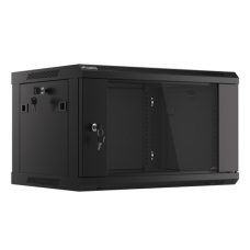 Lanberg , Rack cabinet 19 wall-mount 6U/600x450 (flat pack) with glass door V2 , WF01-6406-10B , Black