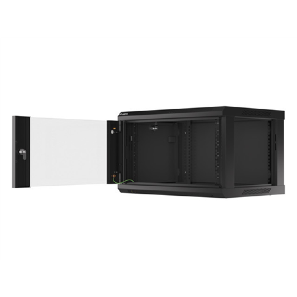 Lanberg , Rack cabinet 19 wall-mount 6U/600x450 (flat pack) with glass door V2 , WF01-6406-10B , Black