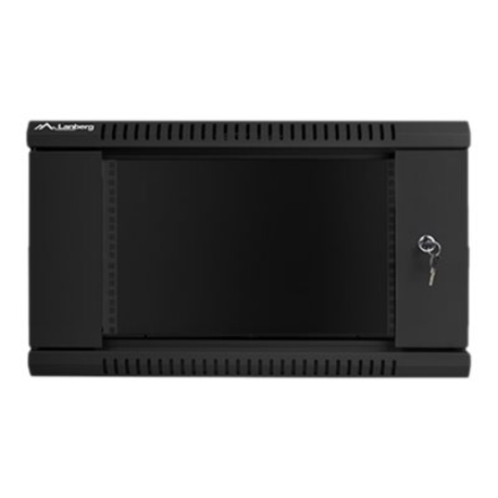Lanberg Rack cabinet 19 wall-mount 6U/600x450 (flat pack) with glass door V2, black , Lanberg