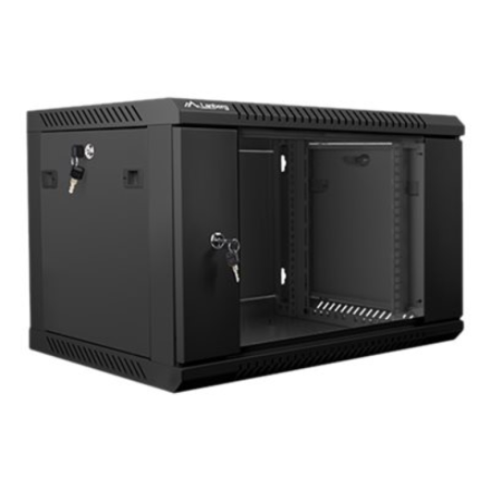 Lanberg Rack cabinet 19 wall-mount 6U/600x450 (flat pack) with glass door V2, black , Lanberg