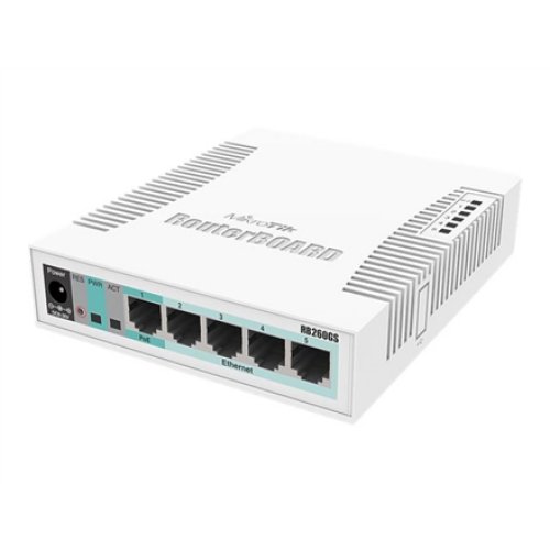 MikroTik , Switch , RB260GS , Web managed , Desktop , SFP ports quantity SFP ports quantity 1 , Power over Ethernet (PoE) ports quantity 1