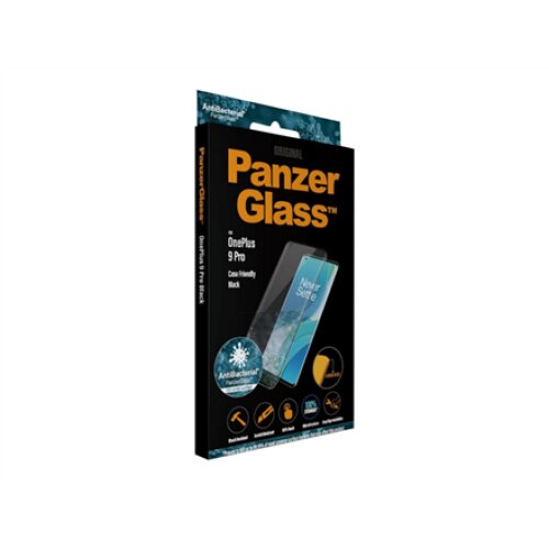PanzerGlass Screen protector OnePlus 9 Pro Glass Black Case friendly Protects the entire screen; Antibacterial glass; 100% touch; Shock absorbing