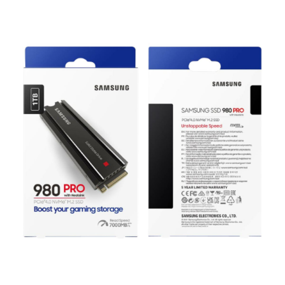 Samsung , 980 PRO with Heatsink , 1000 GB , SSD form factor M.2 2280 , Solid-state drive interface M.2 NVMe 1.3c , Read speed 7000 MB/s , Write speed 5000 MB/s