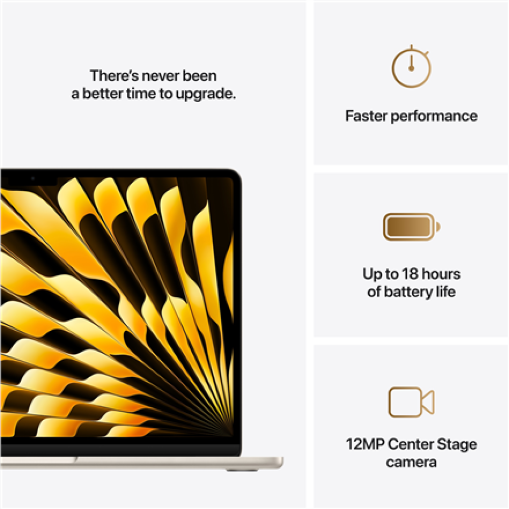 Apple MacBook , Air , Starlight , 13 , 2560 x 1664 pixels , Apple M4 , 16 GB , Solid-state drive capacity 512 GB , Apple M4 chip 10-core CPU/10-core GPU , macOS , 802.11ax , Bluetooth version 5.0 , Keyboard language English , Keyboard backlit
