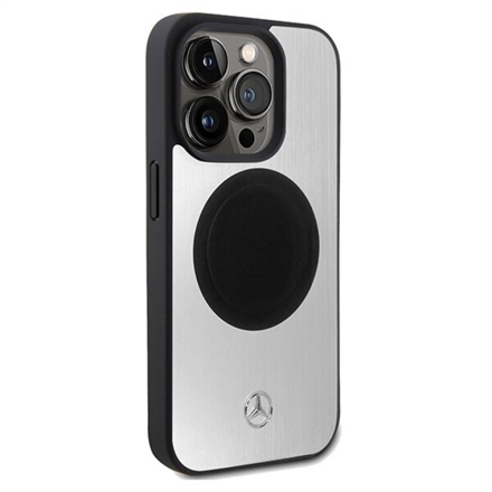 Mercedes MEHMP15L23ACMS iPhone 15 Pro 6.1 Silver Hardcase Leather & Aluminum MagSafe , Mercedes