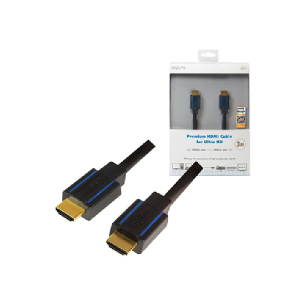 Logilink , Premium HDMI Cable for Ultra HD , Black , HDMI male (type A) , HDMI male (type A) , HDMI to HDMI , 3 m