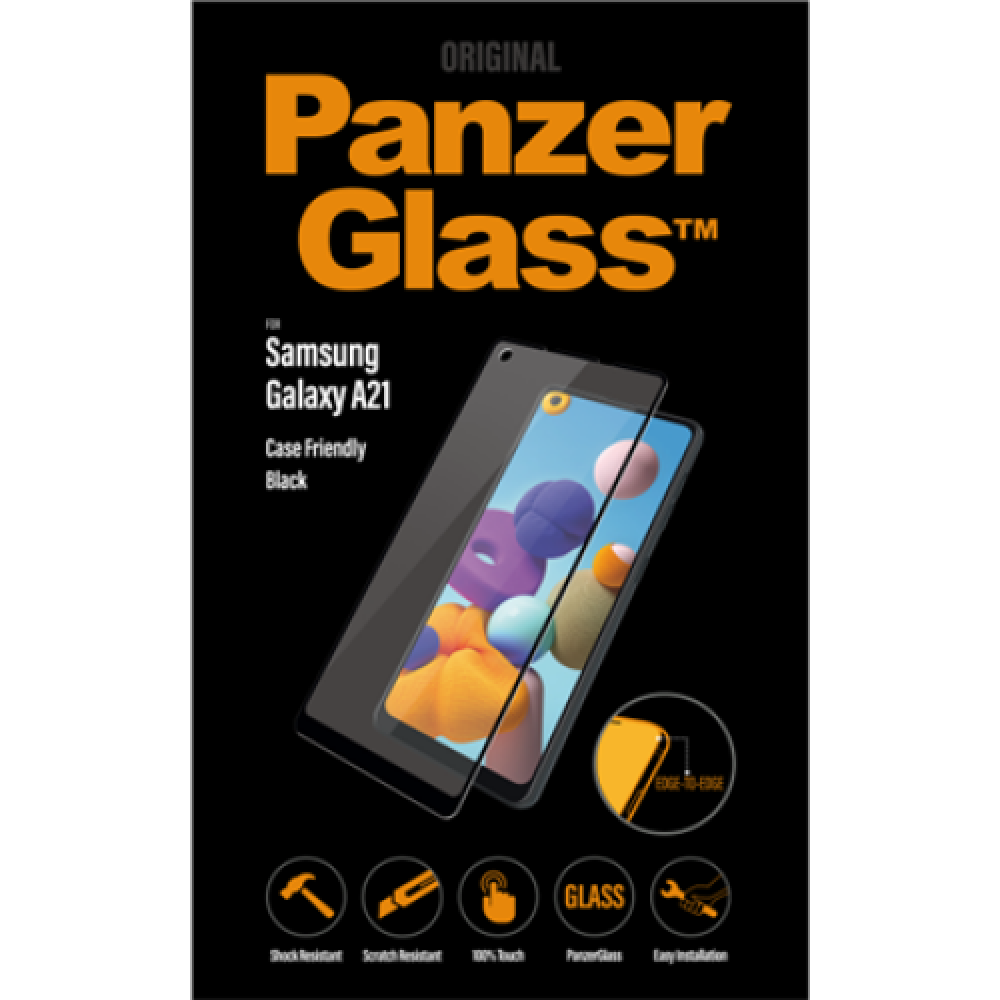 PanzerGlass Samsung, Galaxy A21, Glass, Black, Case Friendly