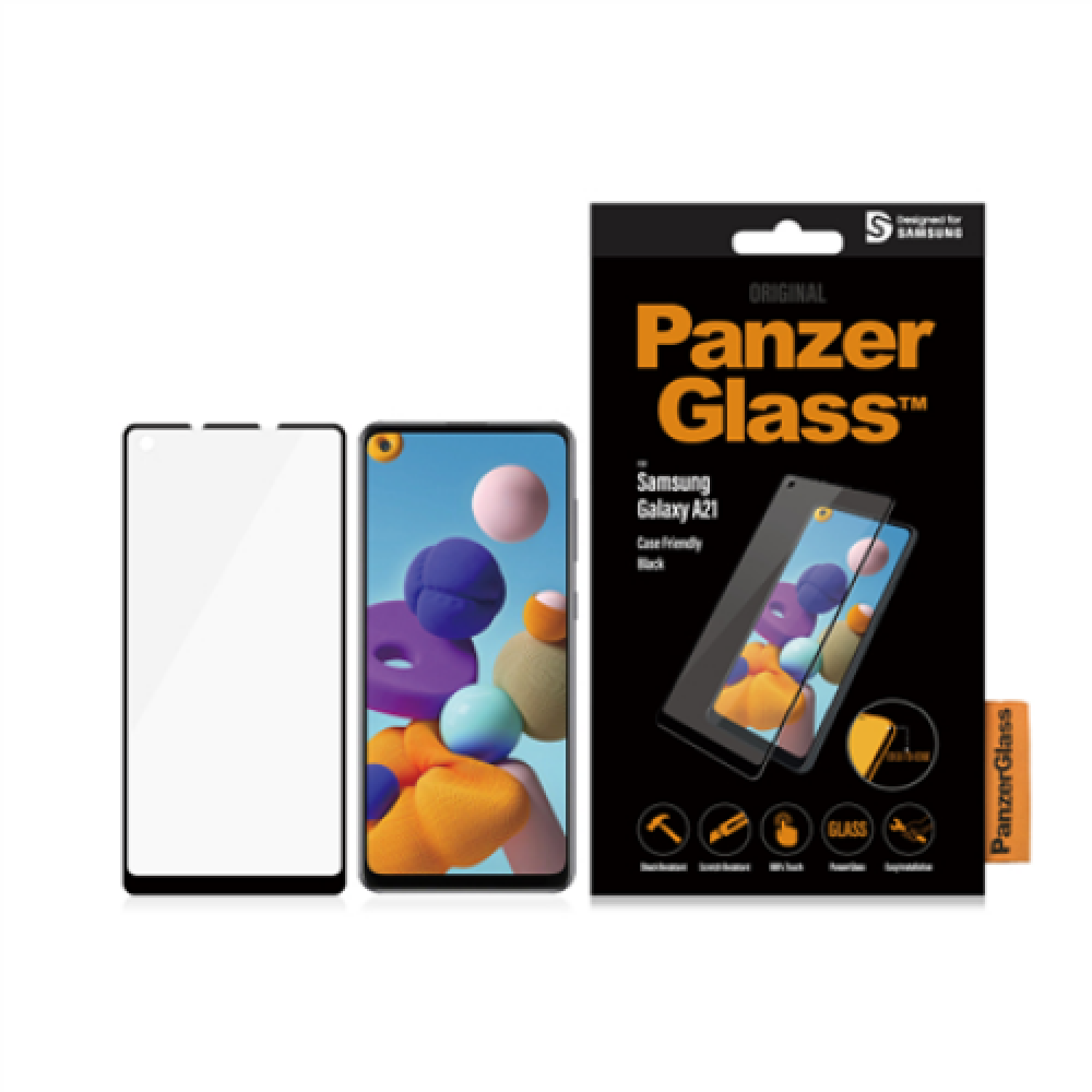 PanzerGlass Samsung, Galaxy A21, Glass, Black, Case Friendly