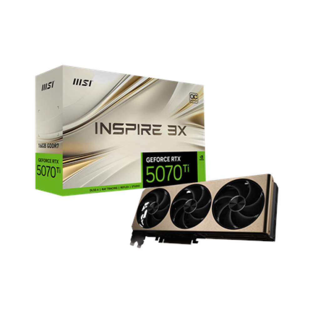 MSI GeForce RTX 5070 Ti 16G INSPIRE 3X OC PLUS , NVIDIA , 16 GB , GeForce RTX 5070 Ti , GDDR7 , HDMI ports quantity 1 , PCI Express Gen 5