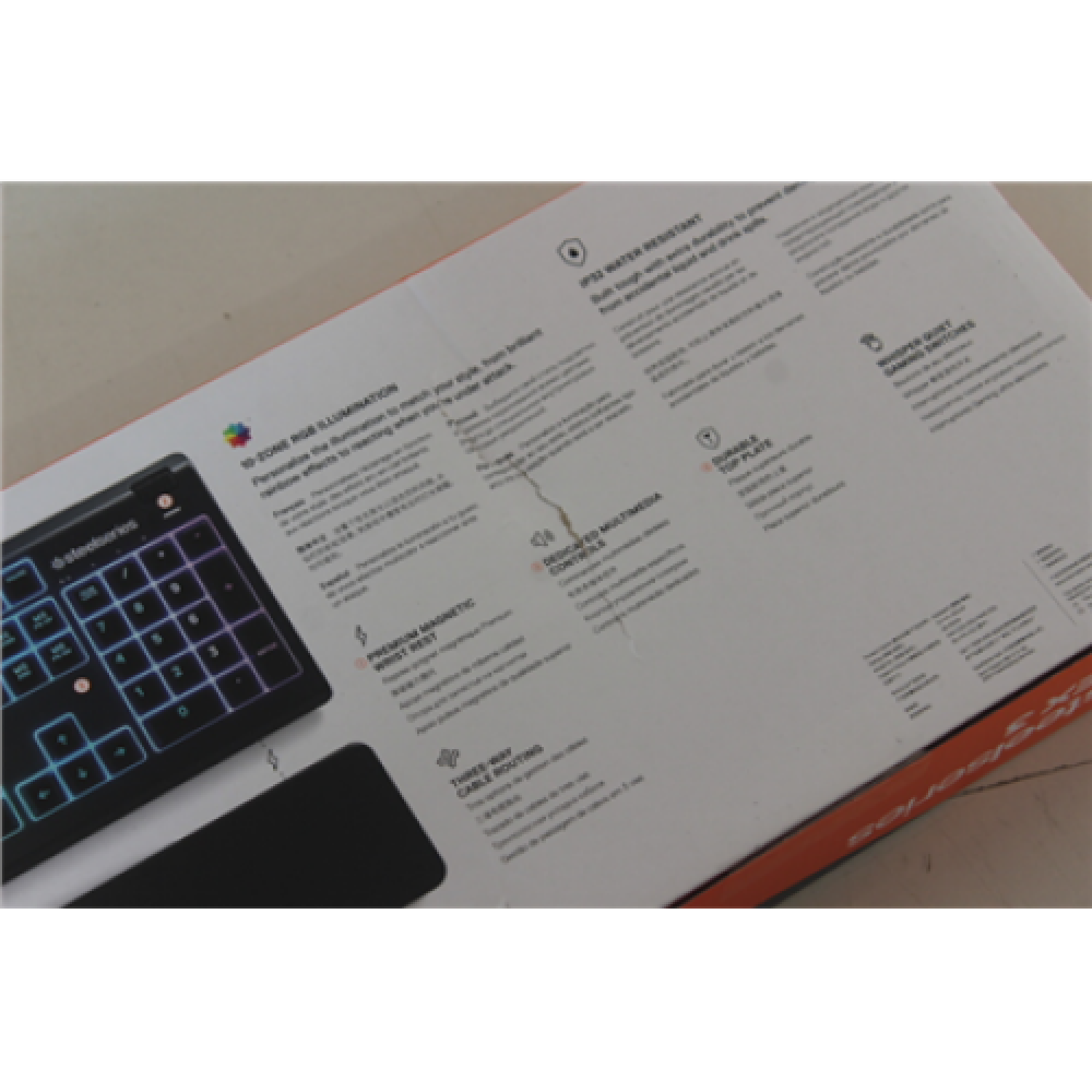SALEOUT: , SteelSeries , Apex 3 , Gaming keyboard , Wired , RGB LED light , US , DAMAGED PACKAGING , Black