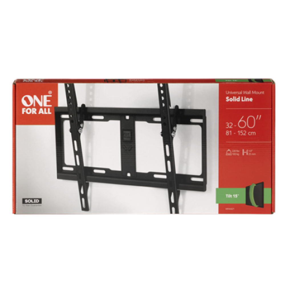 ONE For ALL Wall mount, WM 4421, 32-60 , Tilt, Maximum weight (capacity) 100 kg, VESA 100x100, 200x100, 200x200, 300x200, 300x300, 400x200, 400x300, 400x400 mm, Black