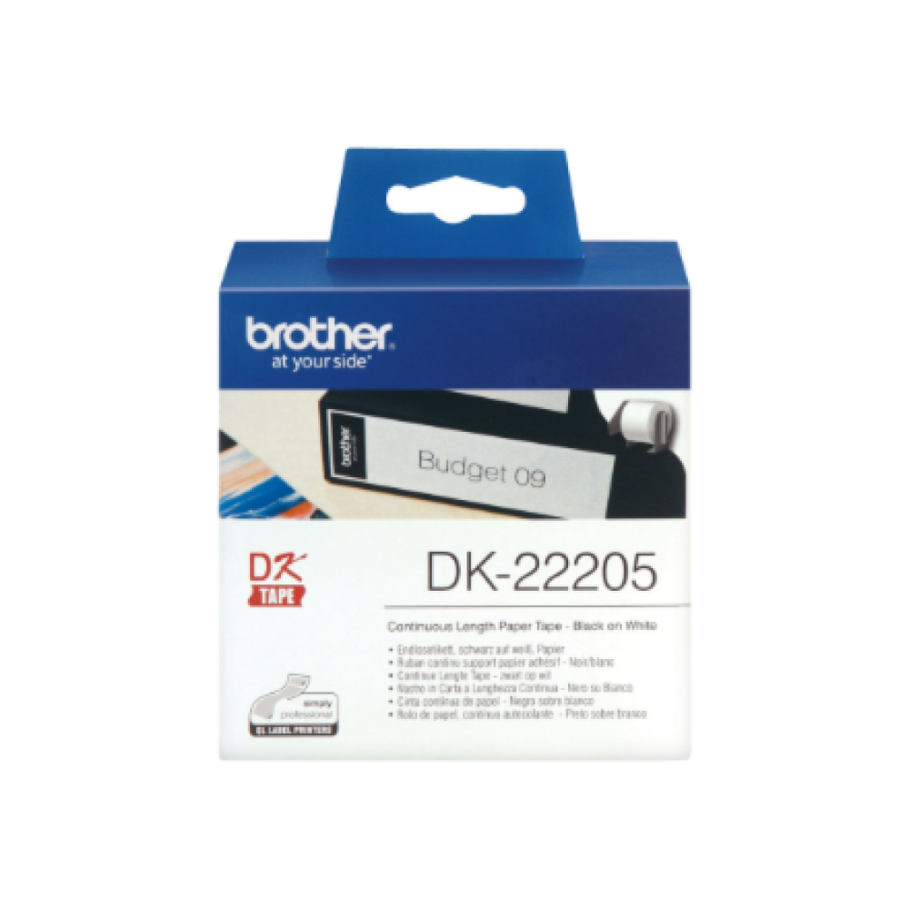 Brother , DK-22205 Continuous Length Paper Label , White , DK , 30.5 m