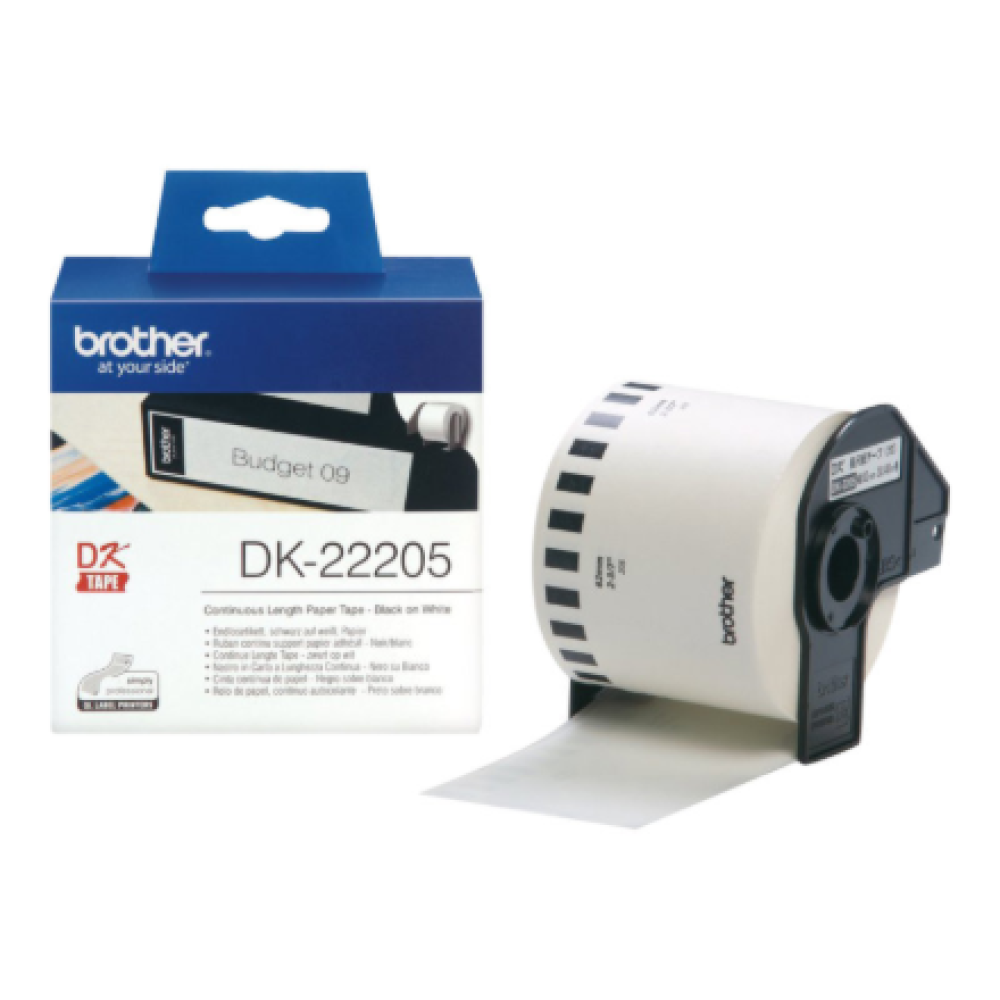 Brother , DK-22205 Continuous Length Paper Label , White , DK , 30.5 m