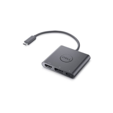 Dell , Black , USB-C Male , HDMI Female; USB Female; USB-C (power only) Female , Adapter , USB-C to HDMI/DP with Power Pass-Through , 0.18 m