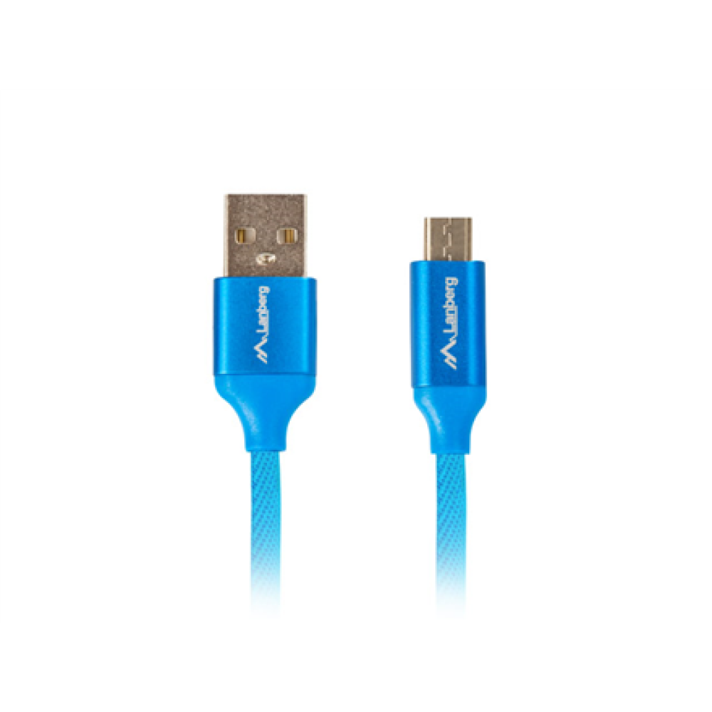 Lanberg USB Micro to USB-A 2.0 Cable Blue Premium QC 3.0, 1.8 m , CA-USBM-20CU-0018-BL , USB Micro to USB Type-A