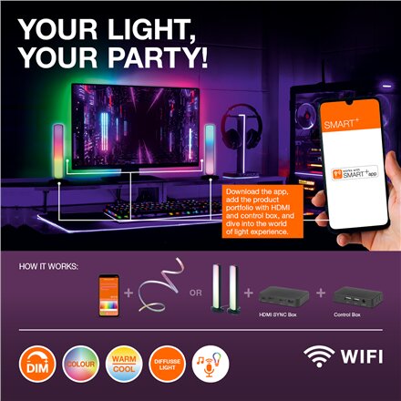 Osram SMART+ WIFI ORBIS MAGIC WALL/CEILING 500mm RGB+TW Dimmable black+white , 38 W , RGBTW , Wi-Fi