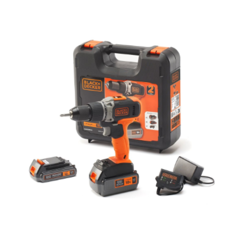 BLACK & DECKER , Cordless Drill/Driver with 2.0 Ah/4.0 Ah Battery , BCD003MEM2K-QW , 18 V , 2.0/4.0 Ah , Lithium