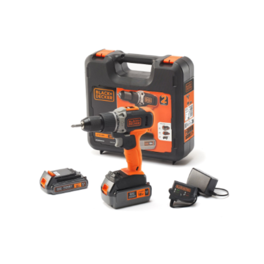 BLACK & DECKER , Cordless Drill/Driver with 2.0 Ah/4.0 Ah Battery , BCD003MEM2K-QW , 18 V , 2.0/4.0 Ah , Lithium