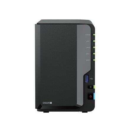 Synology DiskStation , DS225+ , Intel Celeron , J4125 , 2 GB , DDR4 , Black