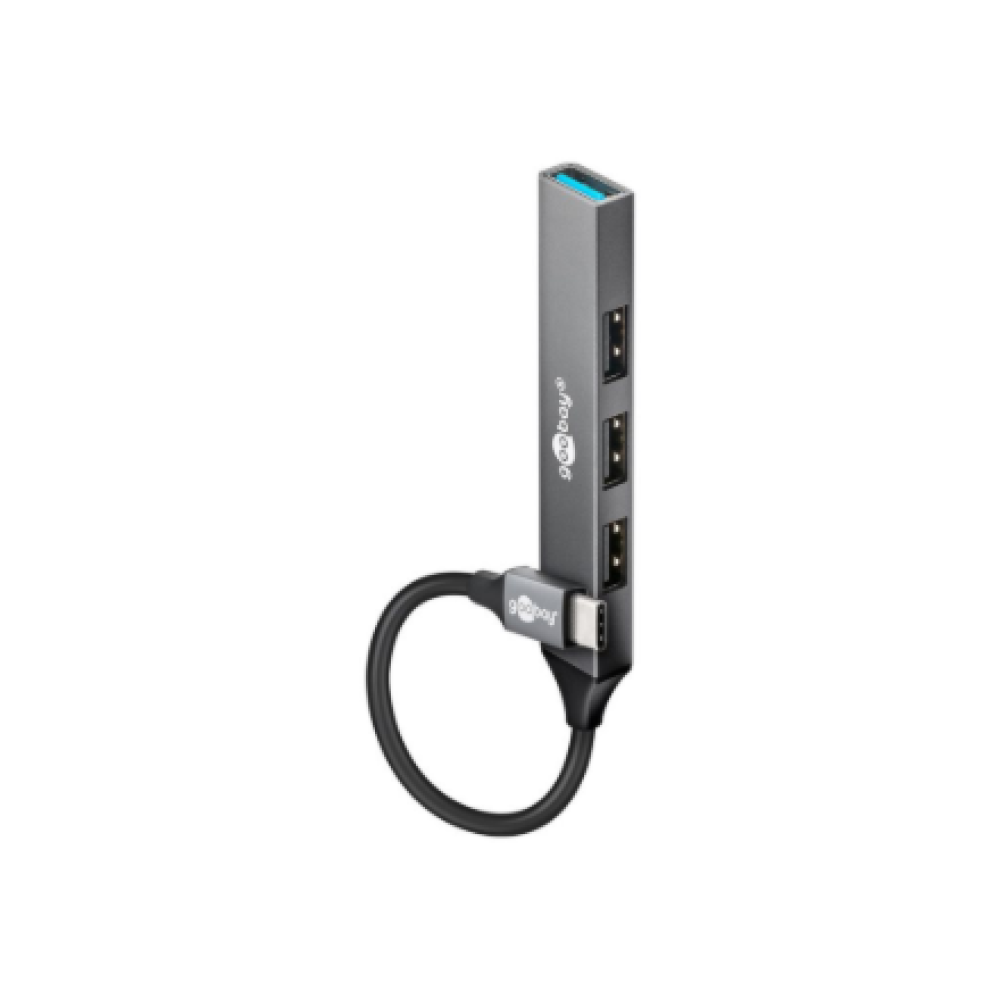 Goobay Slim 4-Port USB Hub, USB-C to USB-A, 5 Gbit/s , 74457