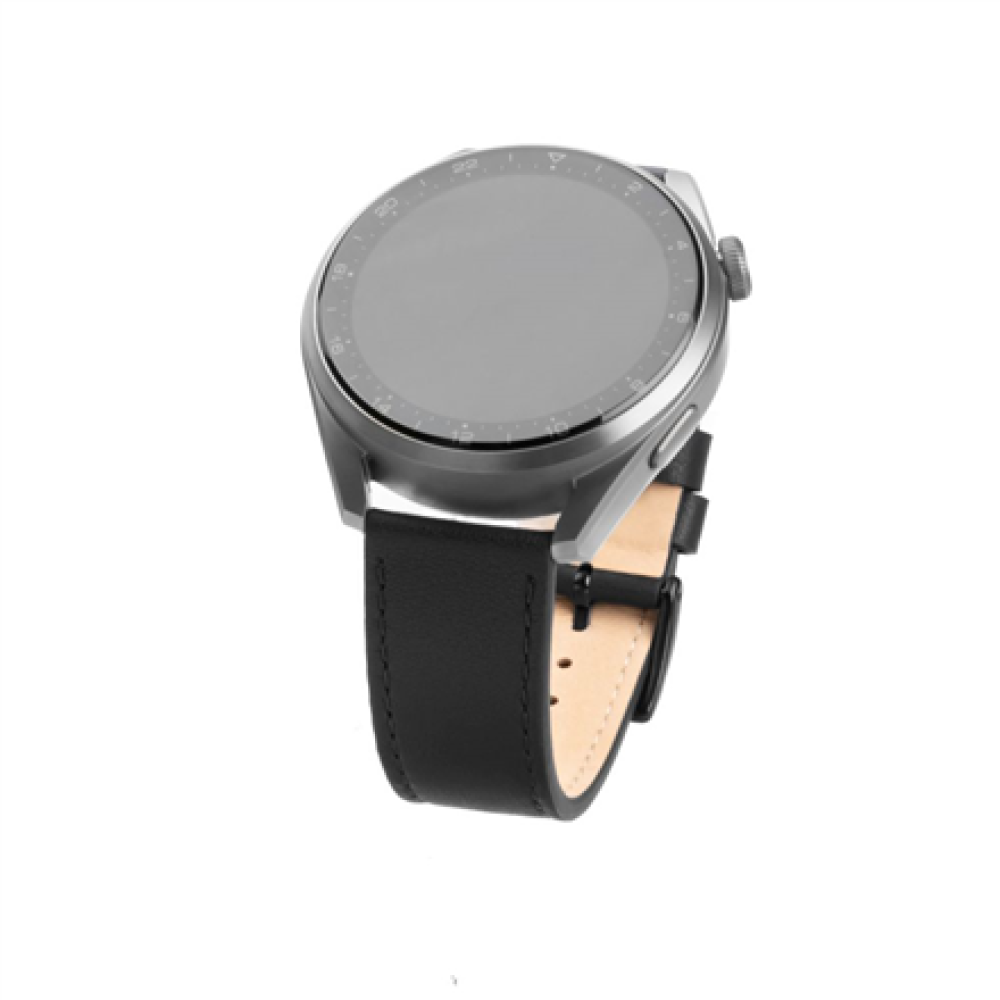 Fixed , Leather Strap with Quick Release 20mm for Smartwatch , Black