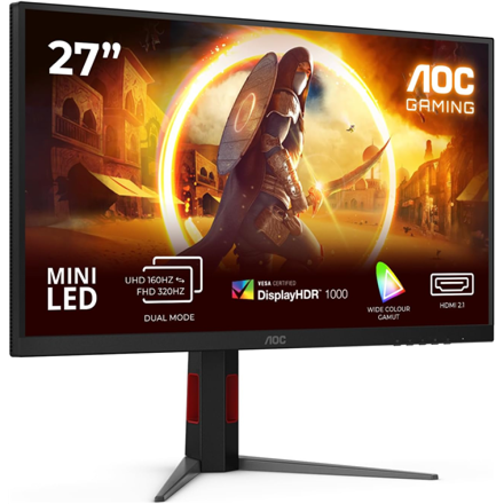 AOC , U27G4XM , 27 , Fast IPS , UHD , 16:9 , 160 Hz , 1 ms , 3840 x 2160 pixels , 1200 cd/m² , HDMI ports quantity 1 , Black
