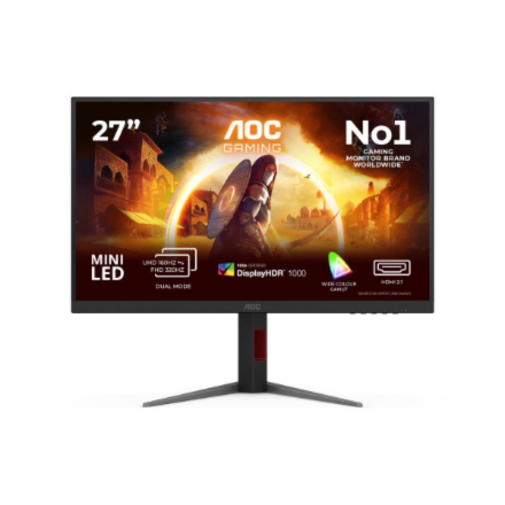 AOC , U27G4XM , 27 , Fast IPS , UHD , 16:9 , 160 Hz , 1 ms , 3840 x 2160 pixels , 1200 cd/m² , HDMI ports quantity 1 , Black