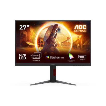 AOC , U27G4XM , 27 , Fast IPS , UHD , 16:9 , 160 Hz , 1 ms , 3840 x 2160 pixels , 1200 cd/m² , HDMI ports quantity 1 , Black