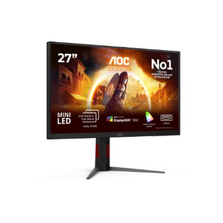 AOC , U27G4XM , 27 , Fast IPS , UHD , 16:9 , 160 Hz , 1 ms , 3840 x 2160 pixels , 1200 cd/m² , HDMI ports quantity 1 , Black