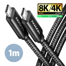 AXAGON Data and charging USB4 Gen 3x2 cable, 1 m , BUCM3-CM15AB , USB Type C - USB Type C
