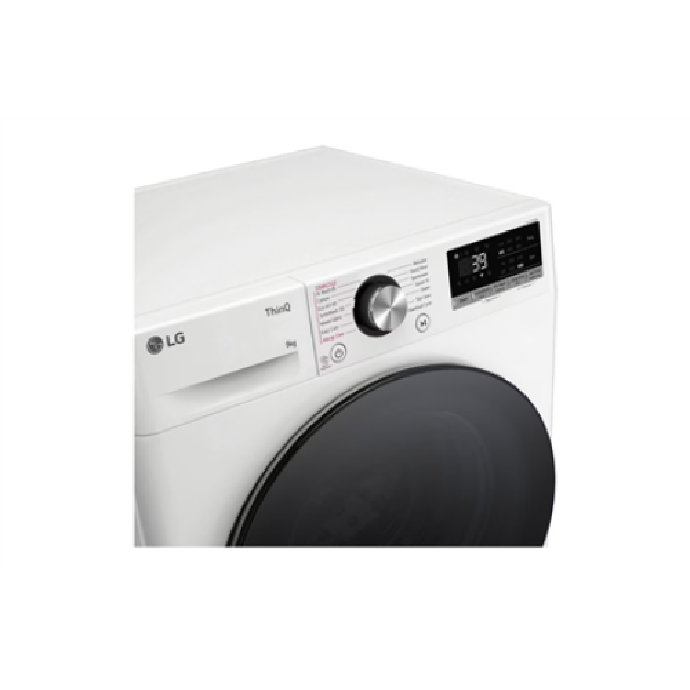 LG , Washing machine , F2WR709S2W , Energy efficiency class A-10% , Front loading , Washing capacity 9 kg , 1200 RPM , Depth 47.5 cm , Width 60 cm , LED , Steam function , Direct drive , Wi-Fi , White