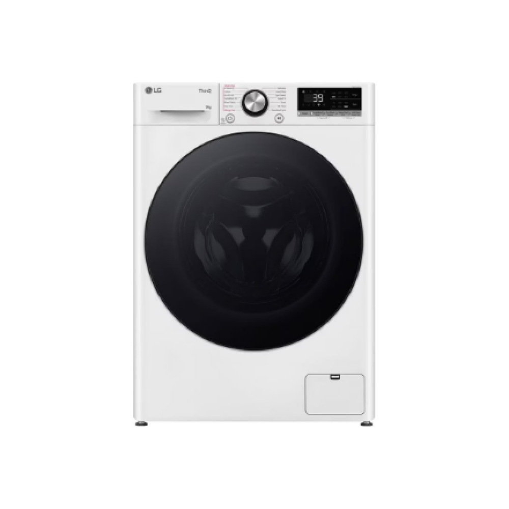 LG , Washing machine , F2WR709S2W , Energy efficiency class A-10% , Front loading , Washing capacity 9 kg , 1200 RPM , Depth 47.5 cm , Width 60 cm , LED , Steam function , Direct drive , Wi-Fi , White