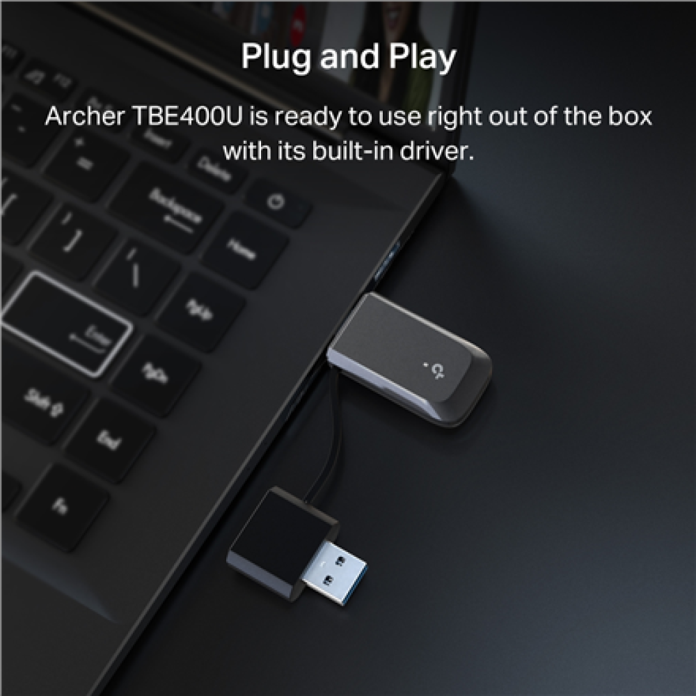 TP-LINK BE6500 Tri-Band Wi-Fi 7 Mini Wireless USB Adapter , Archer TBE400U , 2.4 GHz, 5 GHz, 6 GHz , 802.11ax , MU-MiMO No , no PoE , Antenna type Internal