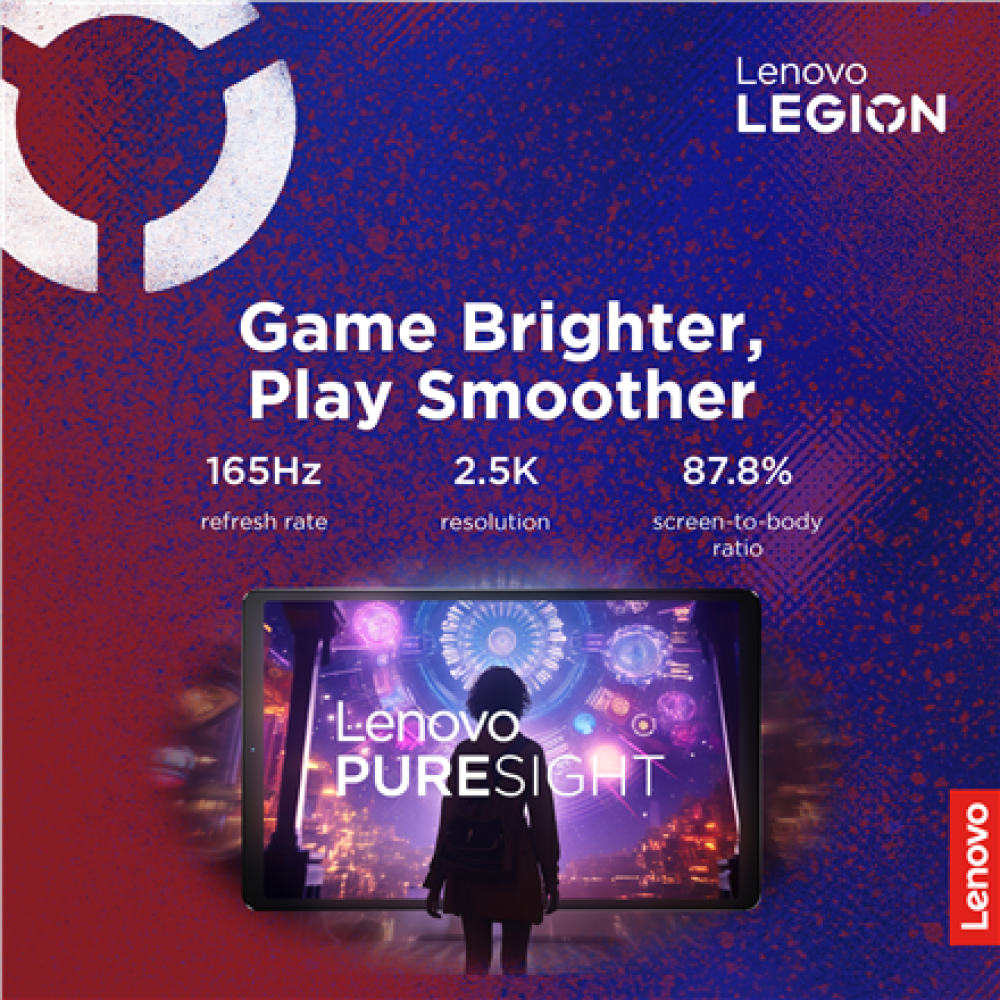 Lenovo Legion Tab (without power adapter) , 8.8 , Eclipse Black , 2560 x 1600 pixels , Qualcomm , Snapdragon 8 Gen 3 , 12 GB , Soldered LPDDR5x , 256 GB , Wi-Fi , Front camera , 8 MP , Rear camera , 13 MP , Bluetooth , 5.4 , Android , 14 , Warranty 24 mon