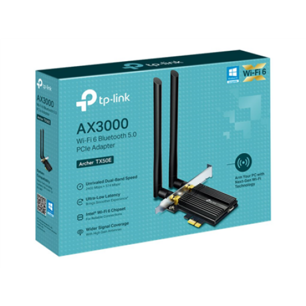 Dual Band , TP-LINK , Archer Wi-Fi 6 Bluetooth 5.0 PCIe Adapter , TX50E , 2.4GHz/5GHz , Antenna type 2xExternal