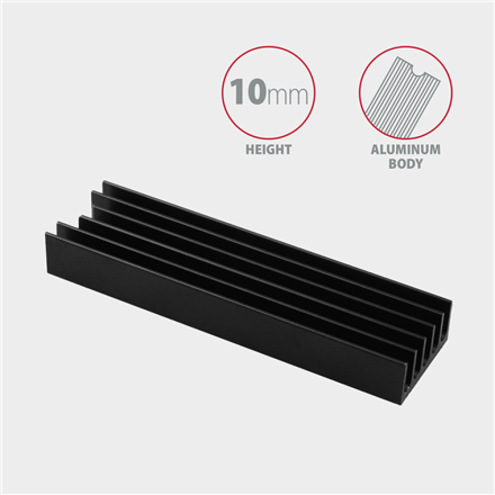 AXAGON Passive aluminum heatsink for all M.2 SSDs, size 2280, high 10 mm , CLR-M2L10