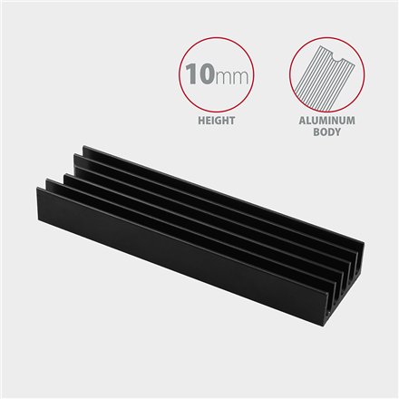 AXAGON Passive aluminum heatsink for all M.2 SSDs, size 2280, high 10 mm , CLR-M2L10