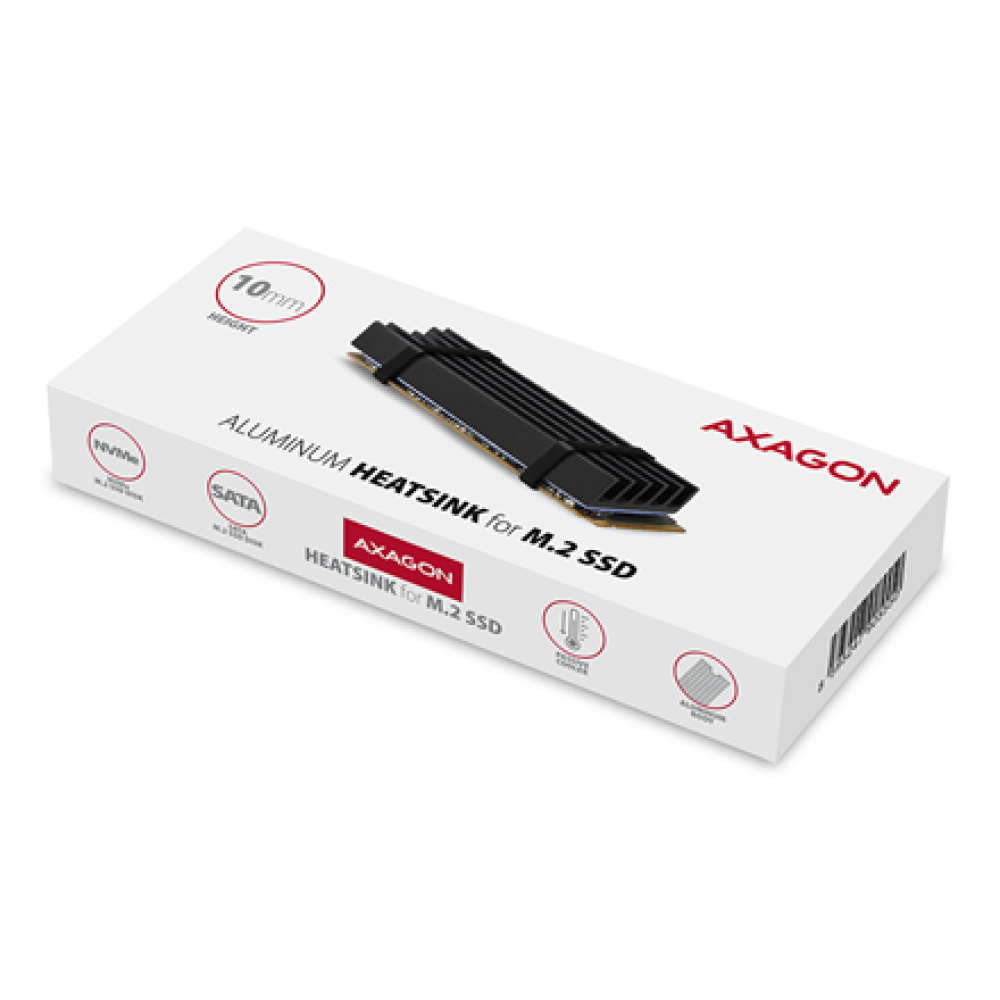 AXAGON Passive aluminum heatsink for all M.2 SSDs, size 2280, high 10 mm , CLR-M2L10