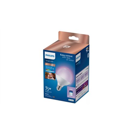 Philips Smart WFB 75W G95 822-65 RGB 1PF/6 , E27 , 11 W , Warm to cool white light , Bluetooth, Wi-Fi