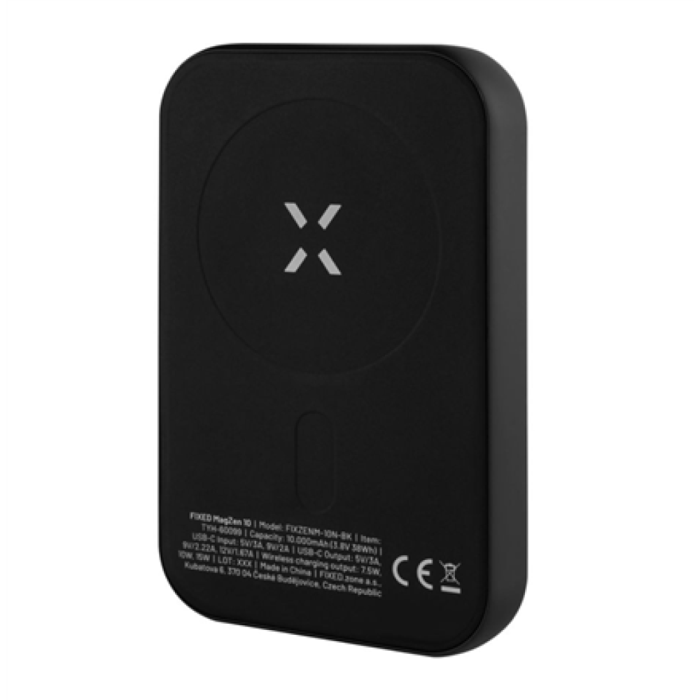 Fixed , MagZen (2nd gen.) with wireless charging and MagSafe support Power bank , FIXZENM2-10-BK , 10000 mAh , USB-C: 5V/2A, 9V/2.22A, 12V/1.67A (20W max) , Black