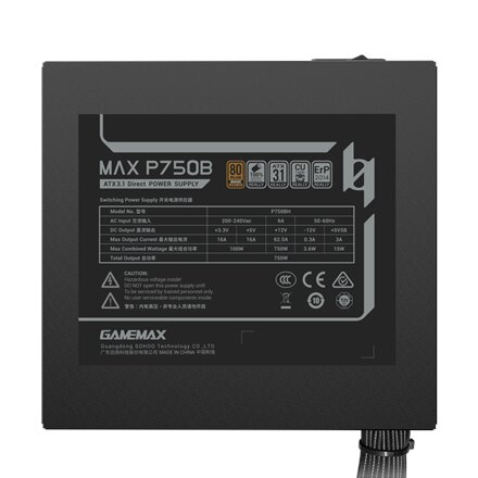 Gamemax PSU , MAX P750B , 750 W , Bronze , Non-Modular