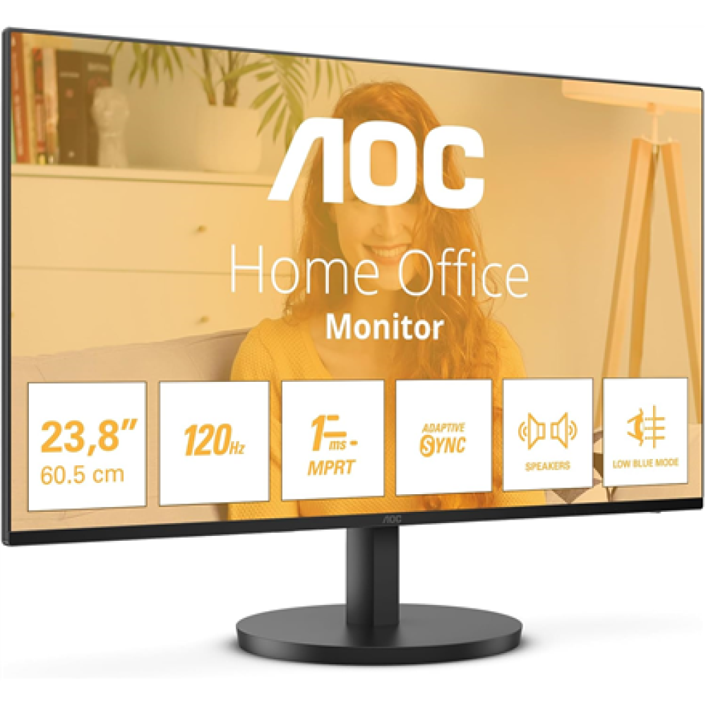 AOC 24B3QA2 , 24 , IPS , FHD , 16:9 , 120 Hz , 1 ms , 1920 x 1080 pixels , 300 cd/m² , HDMI ports quantity 1 , Black