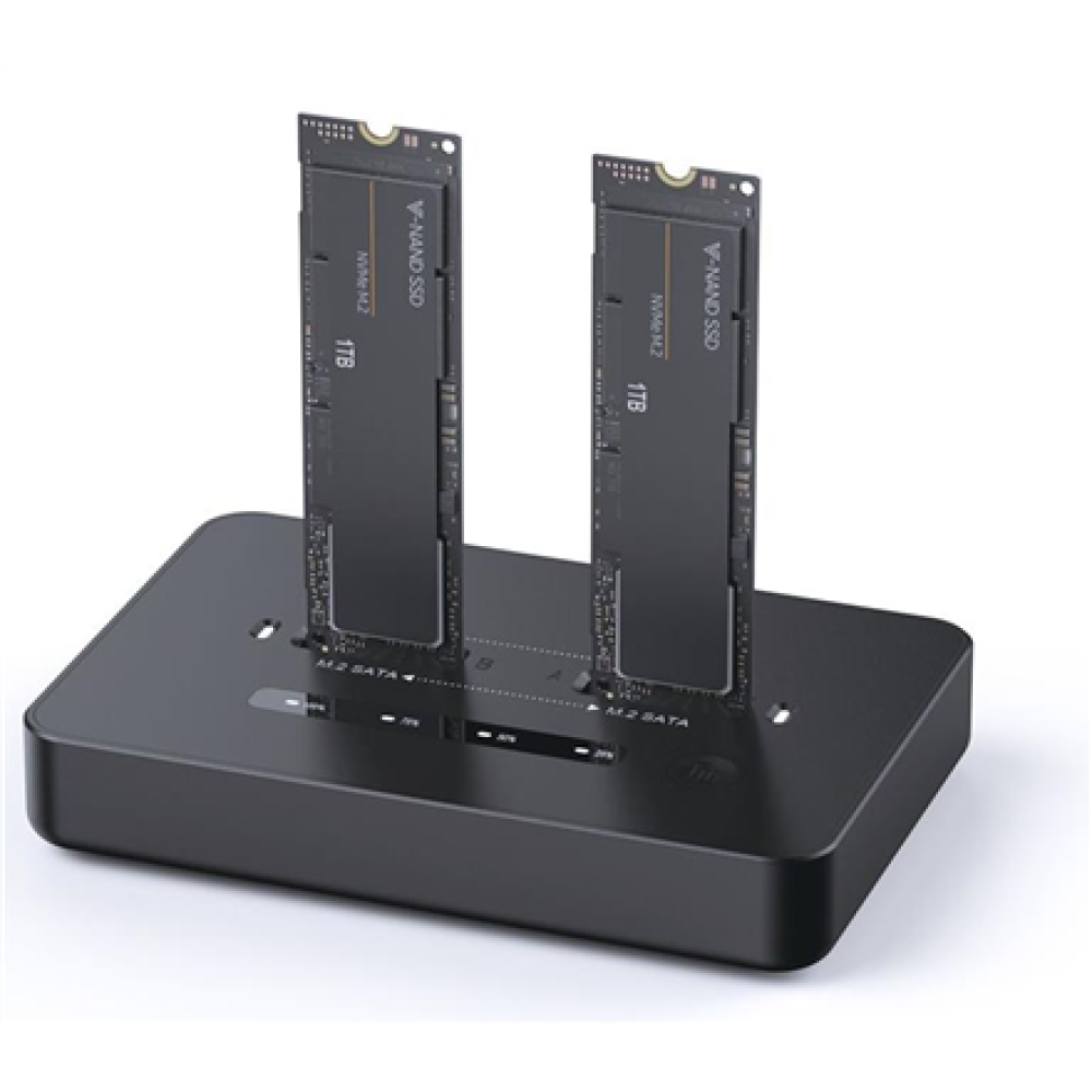 Gembird Desktop dual drive USB Type-C M.2 NVME (and SATA) SSD docking station, Black , DD2-U3M2