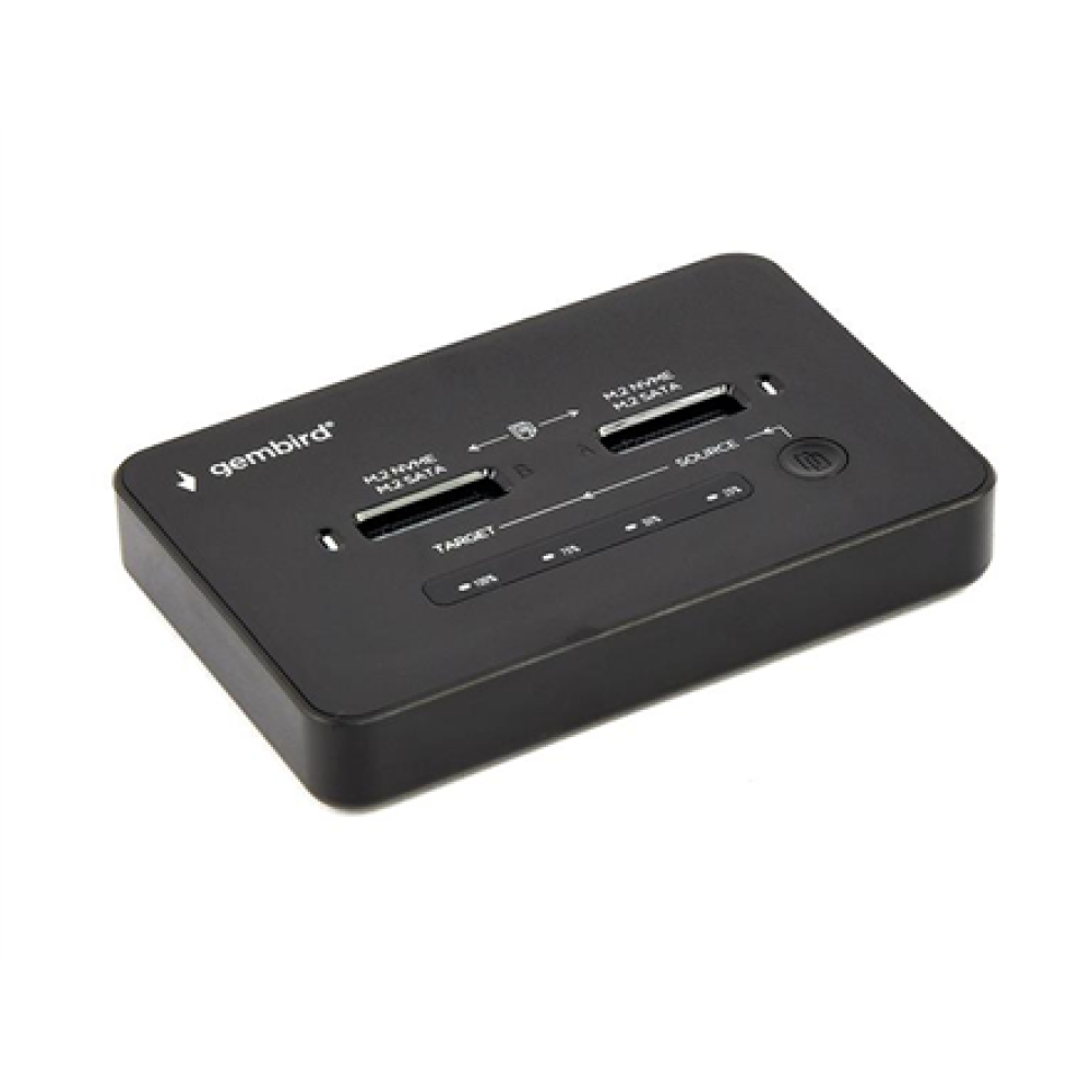 Gembird Desktop dual drive USB Type-C M.2 NVME (and SATA) SSD docking station, Black , DD2-U3M2