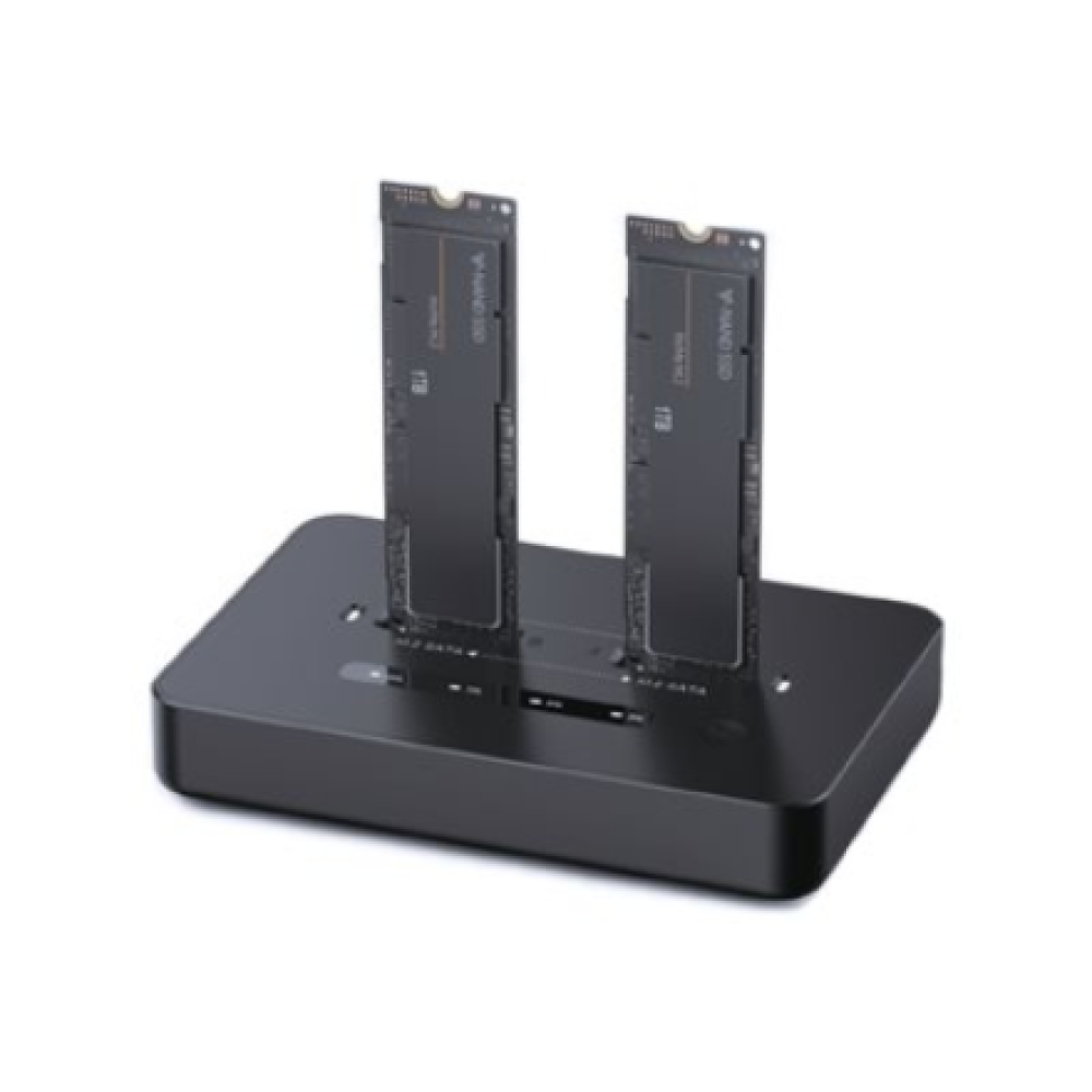 Gembird Desktop dual drive USB Type-C M.2 NVME (and SATA) SSD docking station, Black , DD2-U3M2