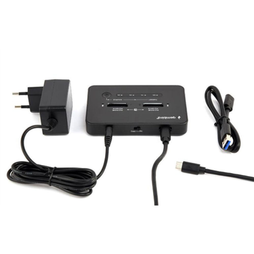 Gembird Desktop dual drive USB Type-C M.2 NVME (and SATA) SSD docking station, Black , DD2-U3M2