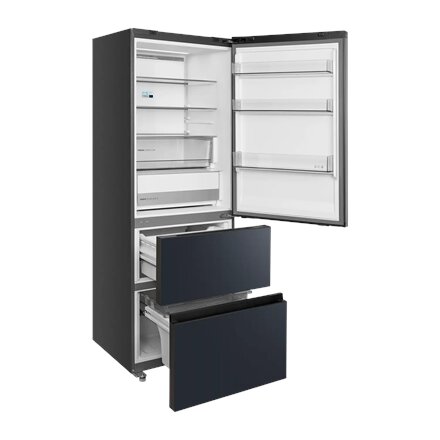 Midea Refrigerator , MDRB542BIE70 , Energy efficiency class Class E , Free standing , Height 191 cm , Combi , No Frost system , Fridge net capacity 257 L , Freezer net capacity 135 L , Display , 38 dB , Grey