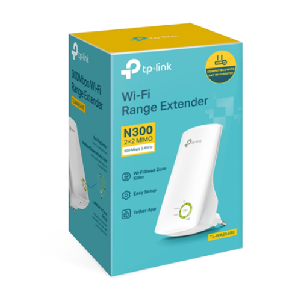 TP-LINK , Extender , TL-WA854RE , 802.11n , 2.4 GHz , 300 Mbit/s , MU-MiMO No , no PoE , Antenna type 2 Internal Antennas