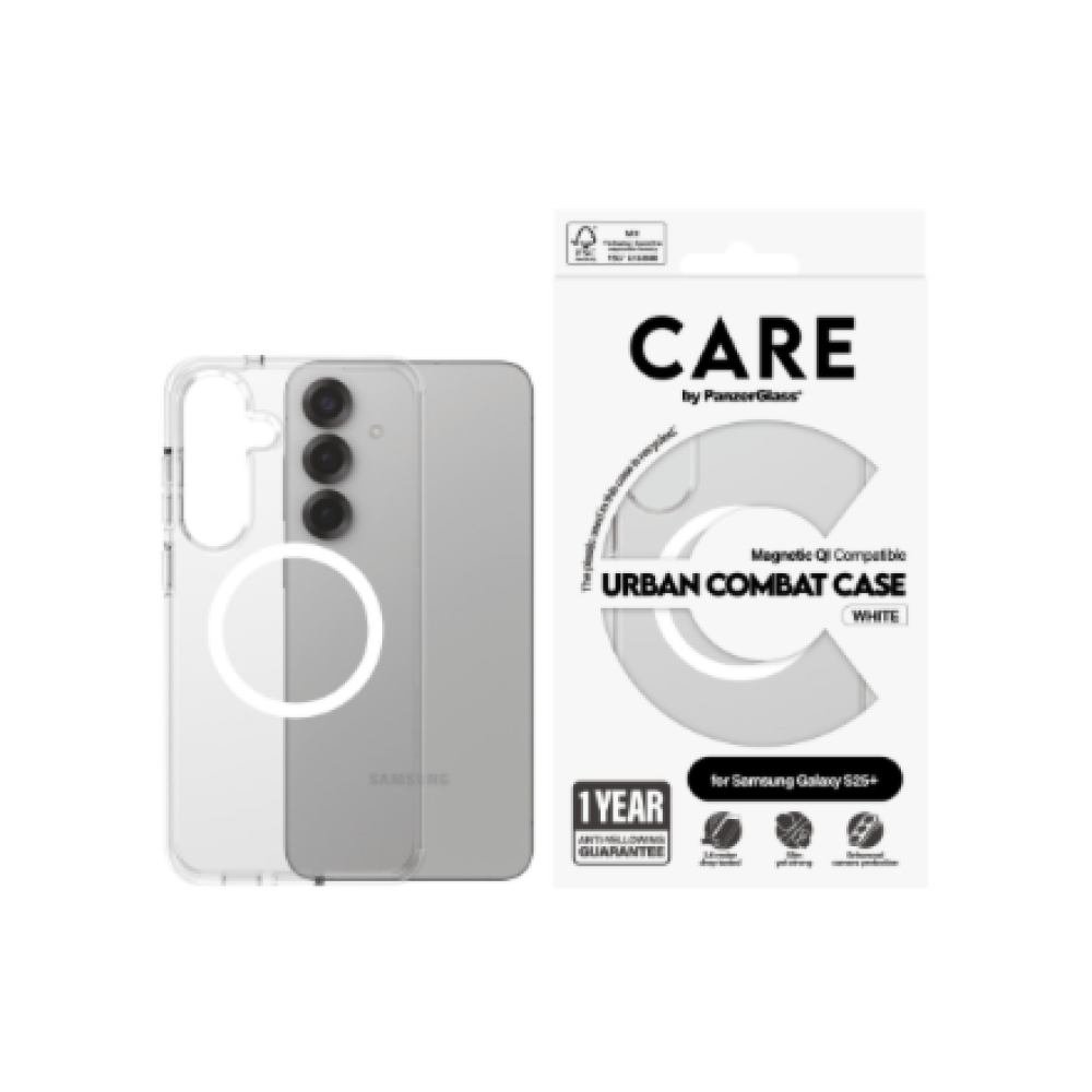 CARE Back protection , Samsung , Galaxy S25+ , Recycled plastic , White