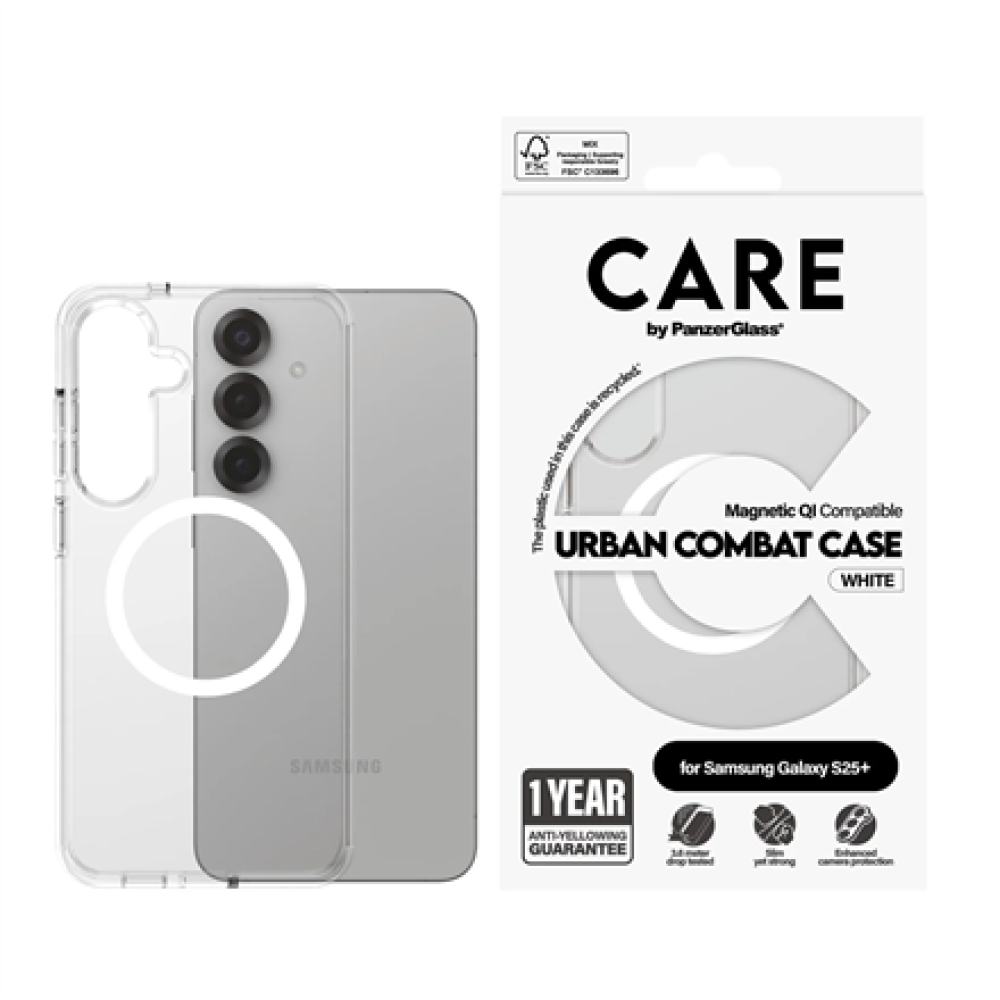CARE Back protection , Samsung , Galaxy S25+ , Recycled plastic , White